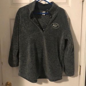 Half zip jets fuzzy sweatshirt